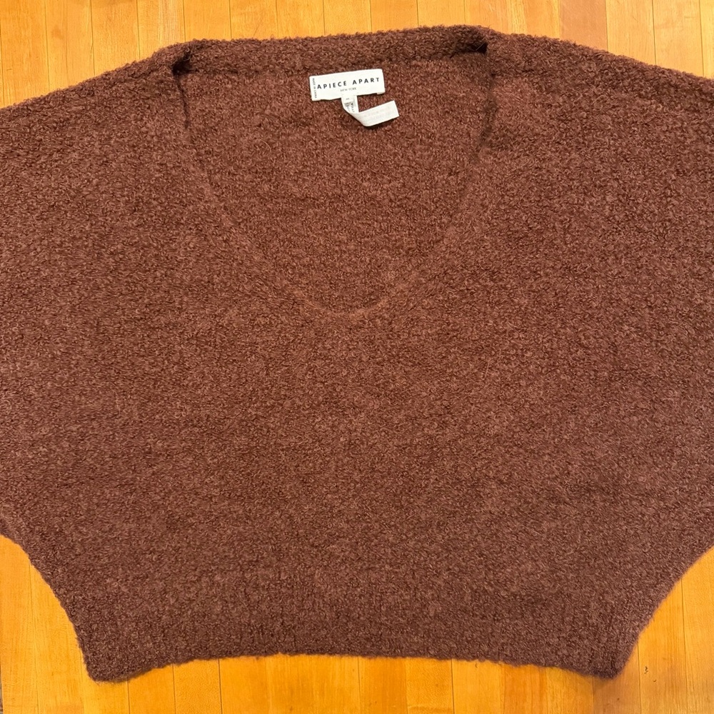 Apiece Apart Rich Brown V-Neck Sweater - Picture 3 of 5